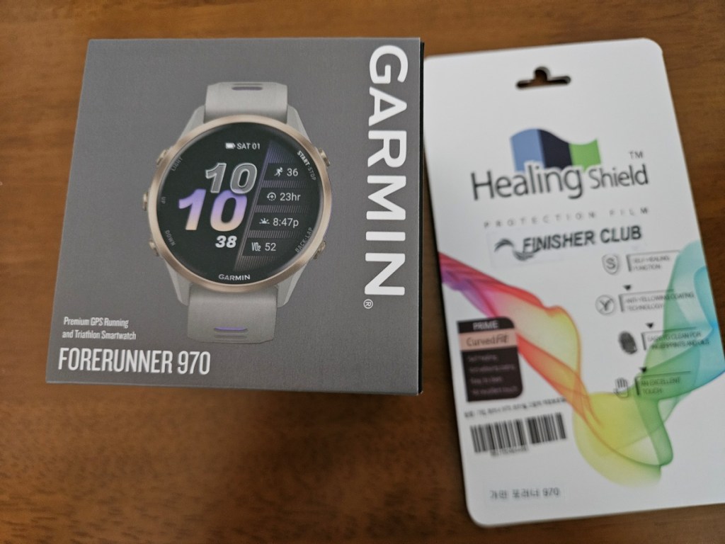 Garmin Forerunner 970 box after upgrading from Galaxy Fit3 for running after 40.